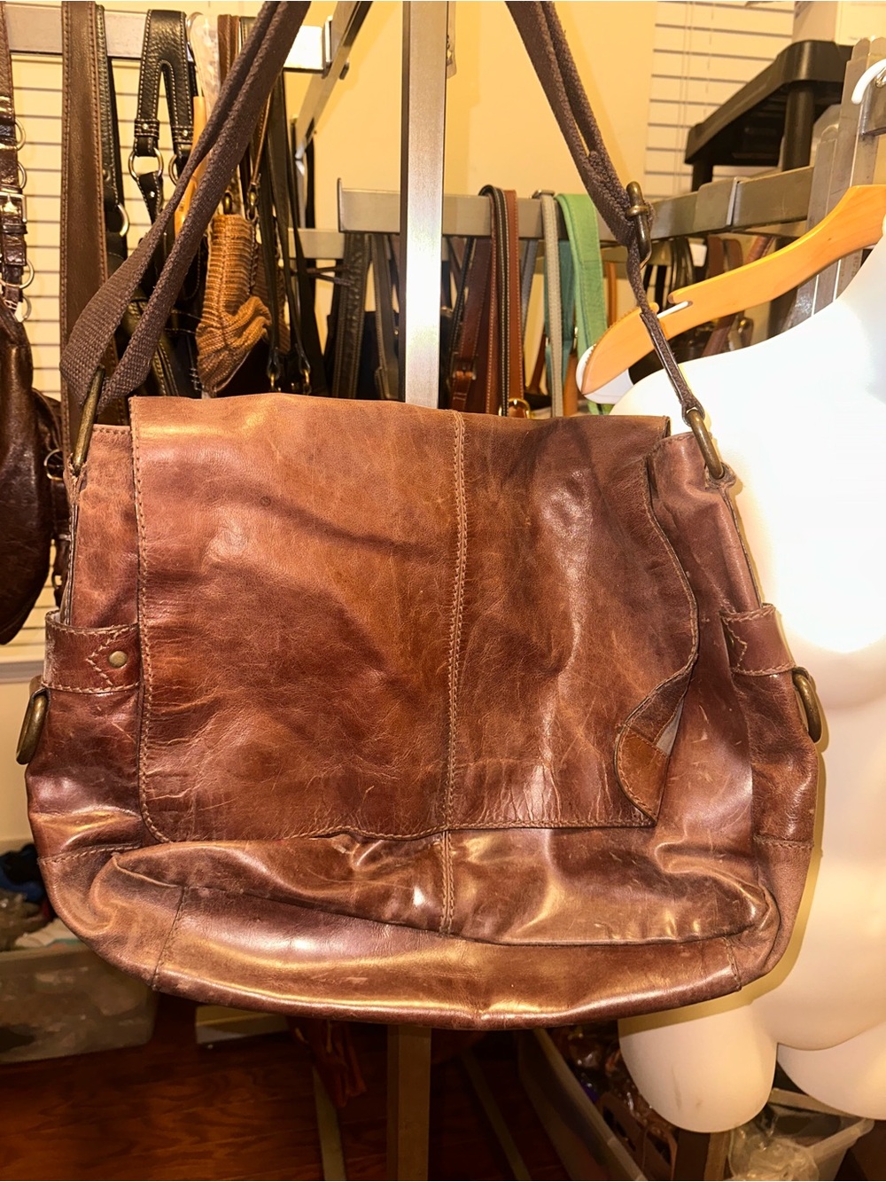 Fossil Vintage Leather Laptop Messenger Bag